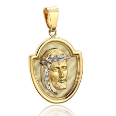 Piękny męski Złoty herb z Jezusem duży medalik próby 585